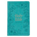 KJV Holy Bible, Standard Size Faux Leather Red Letter Edition - Thumb Index & Ribbon Marker, King James Version, Teal Floral Zipper Closure