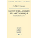 Lecons Sur La Logique Et La Metaphysique: Heidelberg, 1817