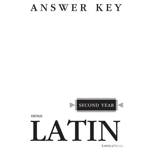 Henle Latin Second Year Answer Key - Paperback