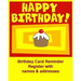 Birthday Card Reminder Register with names & addresses