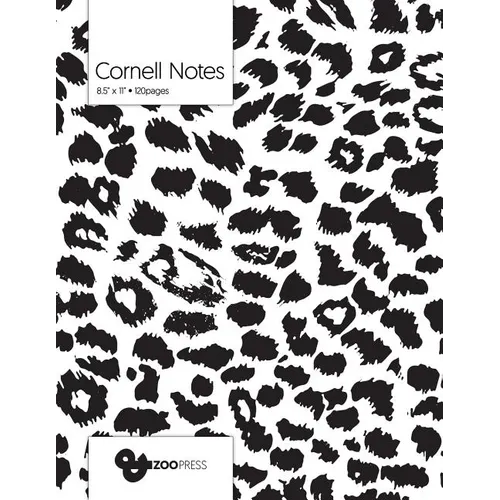 Cornell Notes: B&W Cheetah Pattern Cover - Best Note Taking System for Students, Writers, Conferences. Cornell Notes Notebook. Large