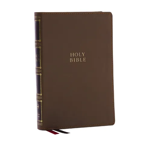 Nkjv, Compact Center-Column Reference Bible, Brown Leathersoft, Red Letter, Comfort Print