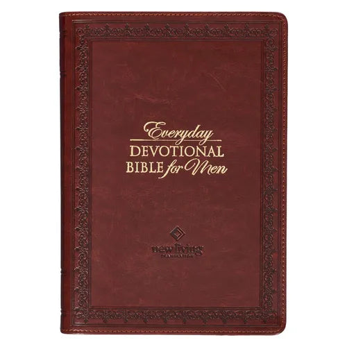 NLT Holy Bible Everyday Devotional Bible for Men New Living Translation, Vegan Leather, Burgundy Debossed