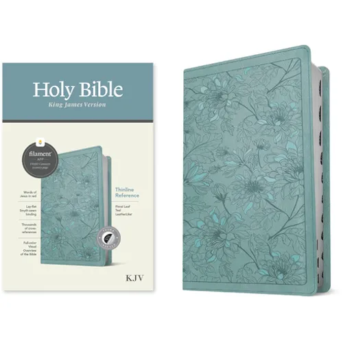 KJV Thinline Reference Bible, Filament Enabled (Leatherlike, Floral Leaf Teal, Indexed, Red Letter)