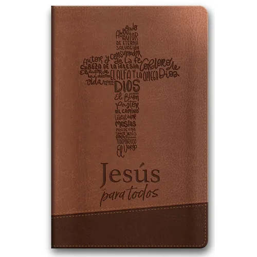 Santa Biblia de Promesas Reina Valera 1960 / Jesús Para Todos / Letra Grande / Tamaño Manual / Piel Especial Con Índice Y Cierre / Café // Spanish Pro