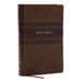 NKJV Personal Size Large Print Bible with 43,000 Cross References, Brown Leathersoft, Red Letter, Comfort Print (Thumb Indexed)
