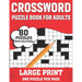 Crossword Puzzle Book For Adults: Easy To Difficult And Relaxing 80 Large Print Crossword Puzzles Word Games Book With Solutions For Adults Men And Wo