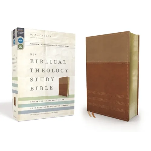 NIV, Biblical Theology Study Bible, Imitation Leather, Tan/Brown, Indexed, Comfort Print: Follow God's Redemptive Plan as It Unfolds Throughout Script