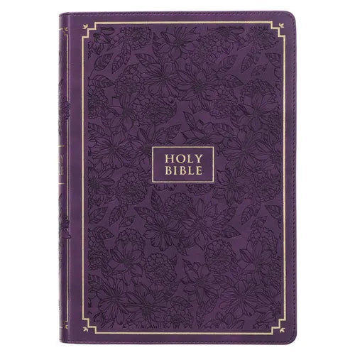 KJV Bible Giant Print Full-Size (Faux Leather, Purple Floral)
