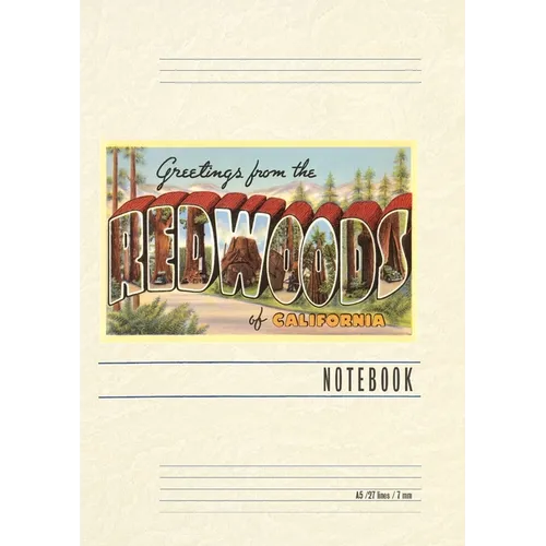 Vintage Lined Notebook Greetings from the Redwoods, California