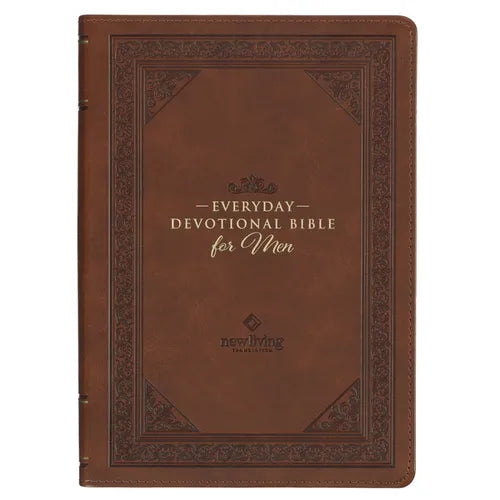 NLT Holy Bible Everyday Devotional Bible for Men New Living Translation, Vegan Leather, Brown Debossed