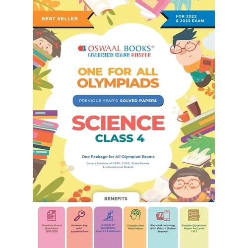 Oswaal One For All Olympiad Previous Years' Solved Papers, Class-4 Science Book (For 2022-23 Exam)