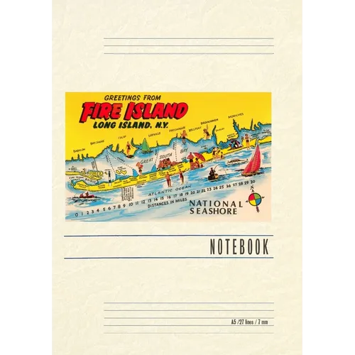 Vintage Lined Notebook Greetings from Fire Island, Long Island, New York