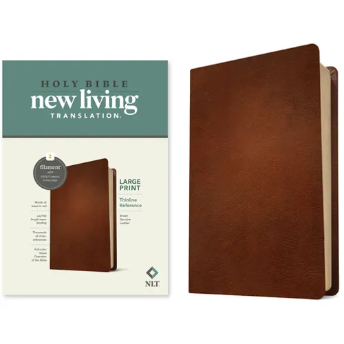 NLT Large Print Thinline Reference Bible, Filament Enabled (Genuine Leather, Brown, Red Letter)