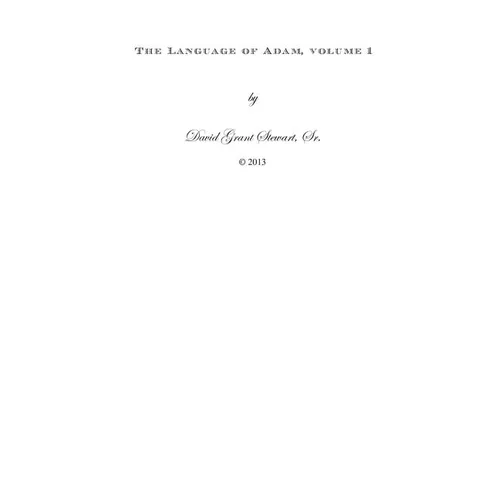 The Language of Adam, volume 1