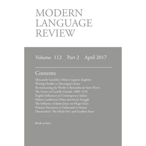 Modern Language Review (112: 2) April 2017