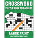 Crossword Puzzle Book For Adults: Awesome Easy To Difficult Level 80 Large Print Crossword Puzzles And Solutions An Excellent Word Game Book For Senio