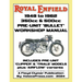 ROYAL ENFIELD 1948-1962 BULLET 350cc & 500cc PRE-UNIT WORKSHOP MANUAL INCLUDING CLIPPER -TRIALS & AIRFLOW VARIANTS (UK REDDITCH)