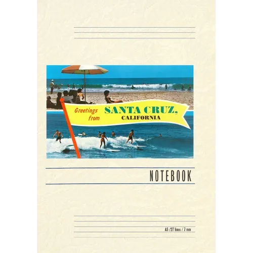 Vintage Lined Notebook Beach and Surfing Greetings from Santa Cruz