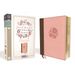 NIV, Journal the Word Bible for Women, Leathersoft, Pink, Red Letter Edition, Comfort Print: 500+ Prompts to Encourage Journaling and Reflection