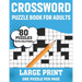 Crossword Puzzle Book For Adults: 80 Large Print Brain Relaxing Quick Daily Crossword Puzzles Book For Adults Seniors For Making A Puzzle Journey From
