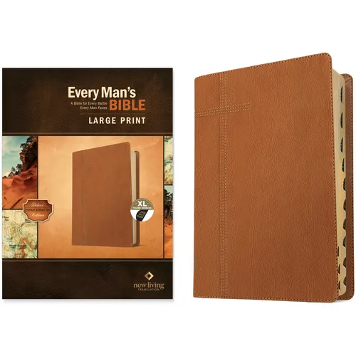 Every Man's Bible Nlt, Large Print (Leatherlike, Pursuit Saddle Tan, Indexed)