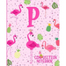 Composition Notebook P: Pink Flamingo Initial P Composition Wide Ruled Notebook