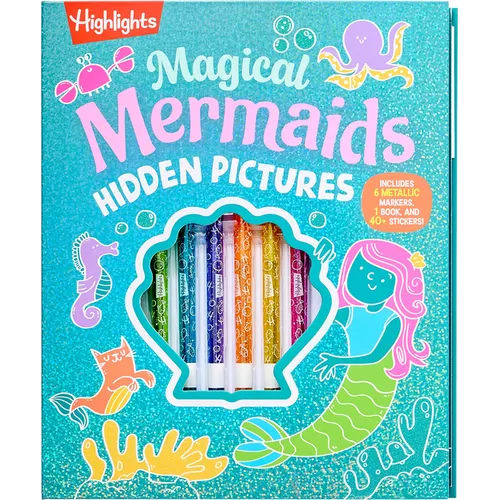 Magical Mermaids Hidden Pictures: Kids Mermaid Coloring Book with Markers Featuring Over 40 Ready-To-Color Stickers, Hidden Pictures Scenes with Under