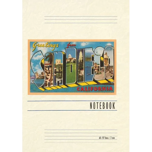 Vintage Lined Notebook Greetings from San Diego, California