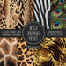 Wild Animal Print Scrapbook Paper Pad 8x8 Scrapbooking Kit for Papercrafts, Cardmaking, Printmaking, DIY Crafts, Nature Themed, Designs, Borders, Back