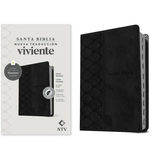 Biblia Manual Ntv, Letra Grande Con Filament (Sentipiel, Negro, Índice, Letra Roja)