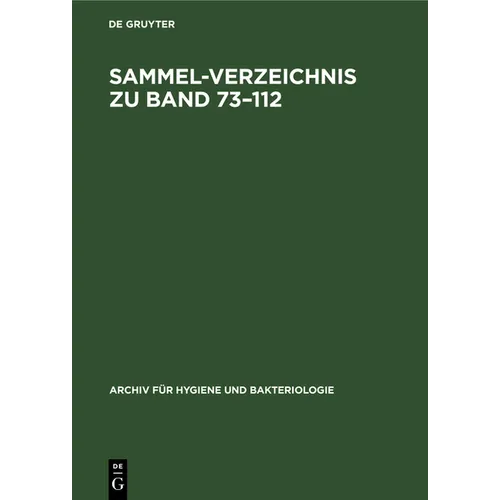 Sammel-Verzeichnis Zu Band 73-112