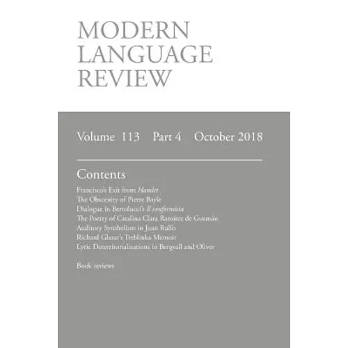 Modern Language Review (113: 4) October 2018 - Paperback