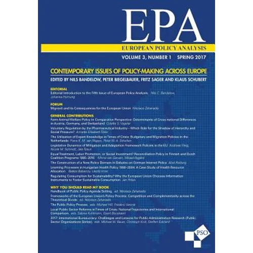 European Policy Analysis: Volume 3, Number 1, Spring 2017: Contemporary Issues of Policy-Making Across Europe