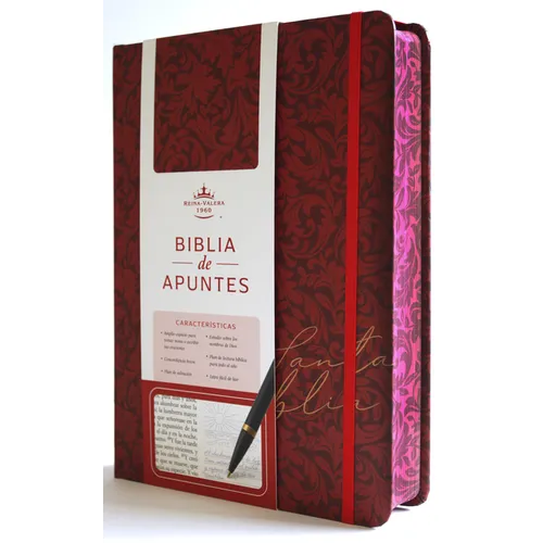 Biblia de Apuntes Rvr 1960 Tapa Dura, Vino Tinto (Edición Cantos Pintados) / Spanish Journalling Bible Rvr 1960 Hardcover Burgundy