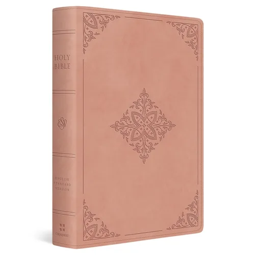 ESV Large Print Value Personal Size Bible (Trutone, Blush Rose, Fleur-De-Lis Design)