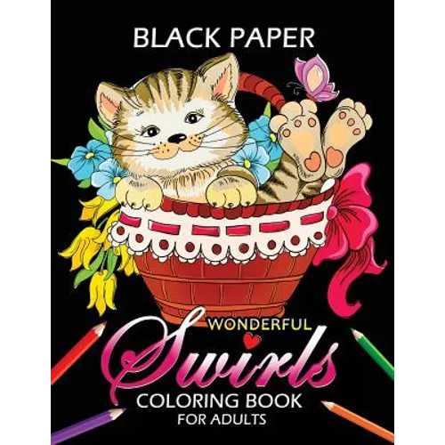 Wonderful Swirls Coloring Book for Adults: Animal and Flower Design Dark Edition Stress-relief Adults Coloring Book (Black Pages)