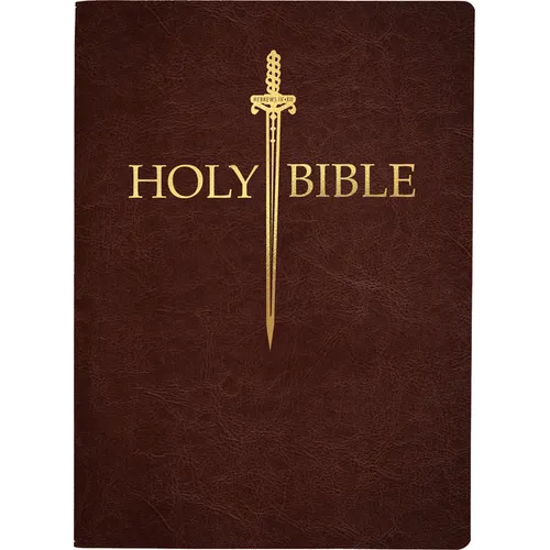 KJV Sword Bible, Large Print, Dark Mahogany Genuine Leather, Thumb Index: (Red Letter, Premium Cowhide, Brown, 1611 Version)