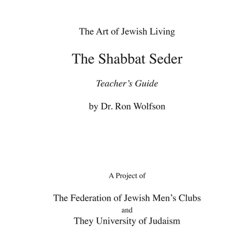 Shabbat Seder Teacher's Guide