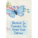 Believe in Yourself. Go After Your Dreams: Inspirational College Ruled Notebook - Watercolor Scene With Butterly On Flowers