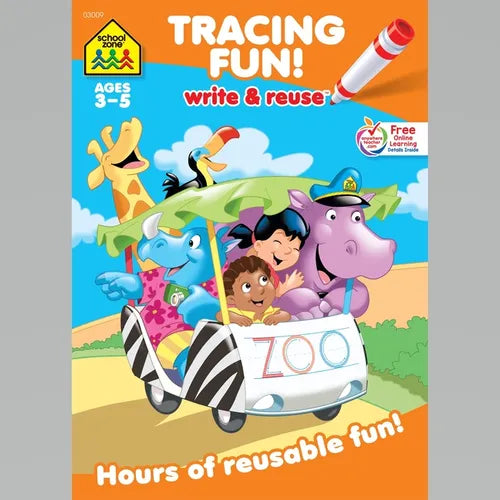 School Zone Tracing Fun! Write & Reuse Workbook