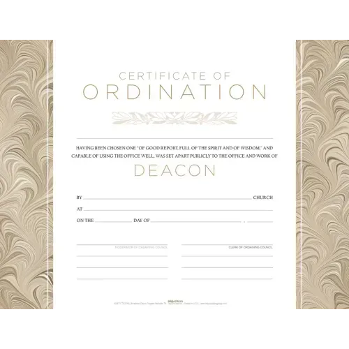 Certificate of Ordination for Deacon - Flat Opaque (Package of 6)