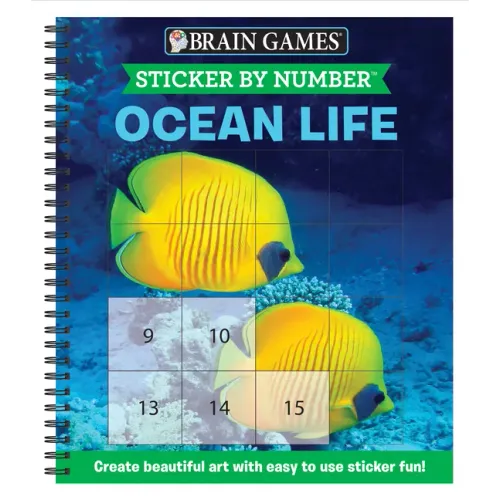 Brain Games - Sticker by Number: Ocean Life (Easy - Square Stickers): Create Beautiful Art with Easy to Use Sticker Fun!
