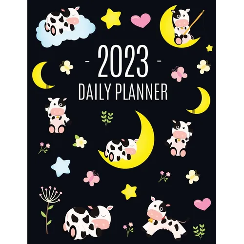 Cow Planner 2023: Cute 2023 Daily Organizer: January-December (12 Months) Pretty Farm Animal Scheduler With Calves, Moon & Hearts