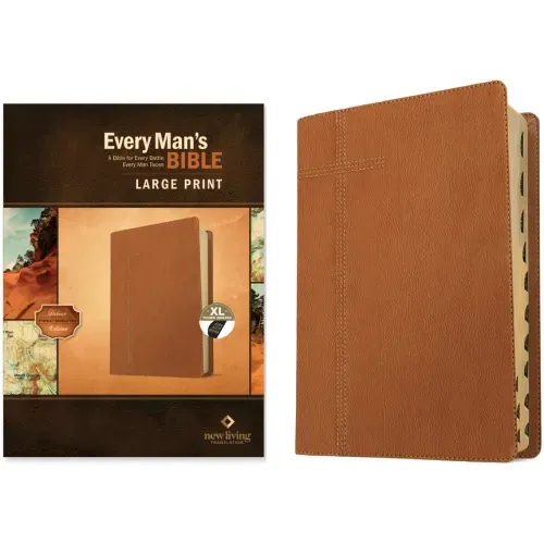 Every Man's Bible Nlt, Large Print (Leatherlike, Pursuit Saddle Tan, Indexed)