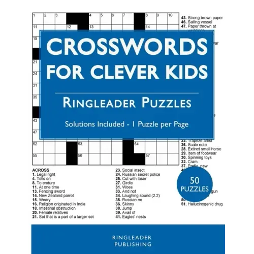 Crosswords For Clever Kids: 50 Crossword Puzzles For Bright and Intelligent Children, Brain Exercise, Vocab Learning