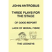 John Antrobus - Three Plays for the Stage
