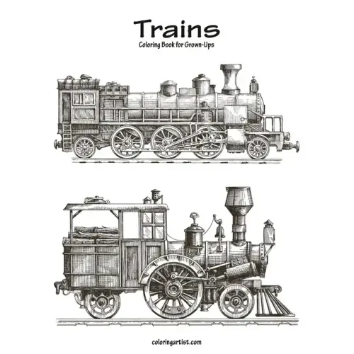Trains Coloring Book for Grown-Ups 1