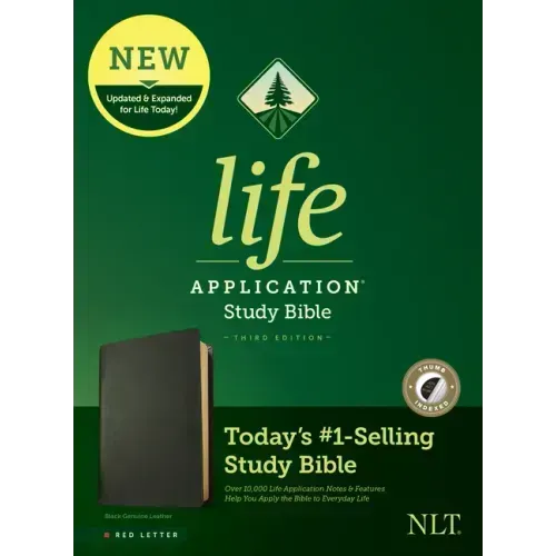 NLT Life Application Study Bible, Third Edition (Genuine Leather, Black, Indexed, Red Letter)