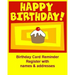 Birthday Card Reminder Register with names & addresses